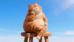 惬意晒太阳的胖橘猫