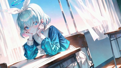 教室窗边蓝发少女阿罗娜