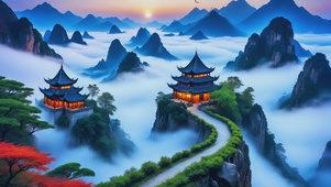 云雾缭绕人间仙境