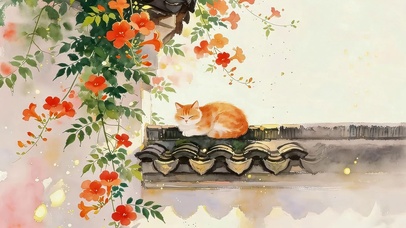 墙头可爱小猫咪