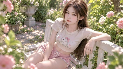 花园清纯美女午后休憩