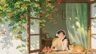 墙边的悠闲时光