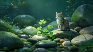 小清新三叶草猫咪