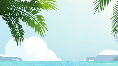 清新插画海边沙滩
