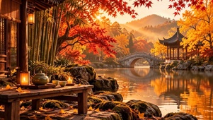 秋天山水园林