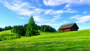 唯美的自然小屋风景