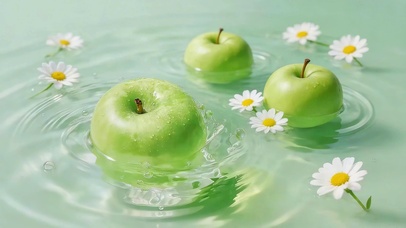 水面鲜花青苹果