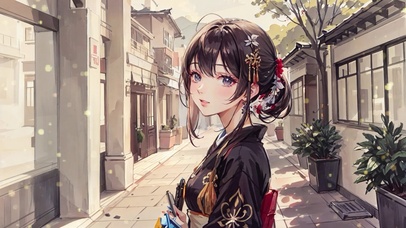 古街中散步的唯美古风美人