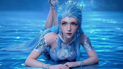 蓝色梦境海面匍匐美女