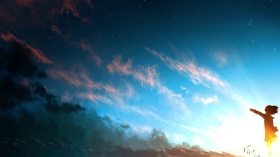 夕阳下的女孩