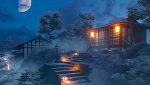 4K雪夜日式庭院