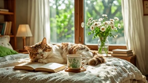 窗畔猫眠