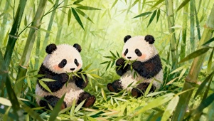 竹林可爱熊猫