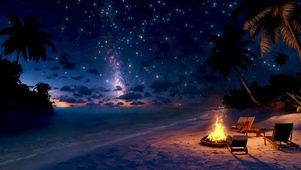 唯美海边银河星夜