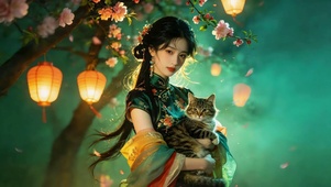 古风女孩和猫咪