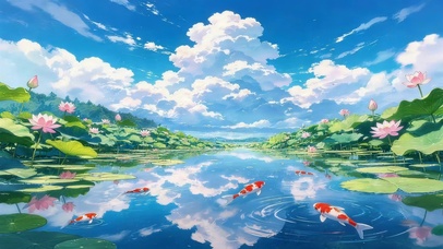 蓝天下荷花