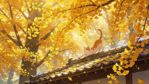秋天屋顶猫咪