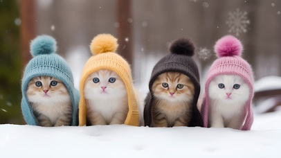 雪中可爱的猫咪