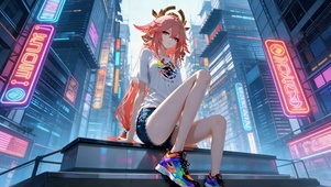 赛博城市可爱女孩