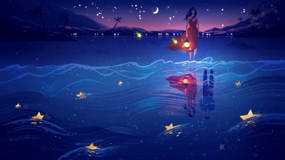 唯美治愈海边夜晚