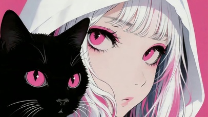 女孩和黑猫