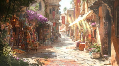 塞外古镇夏日午后集市