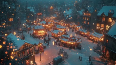 蓝调冬日温馨圣诞集市