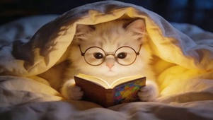 被窝看书可爱猫咪