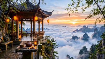 国风山顶云海