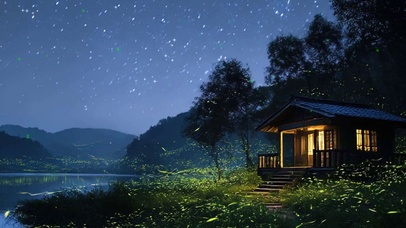 护眼星空夜景带鱼屏