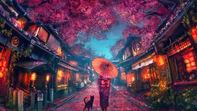 樱花庙街的少女和猫