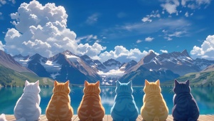 山川风景与猫咪