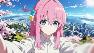 山顶散心的女孩