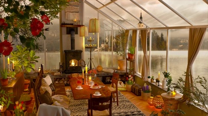 惬意湖边小屋