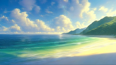 蓝天阳光纯净海滩