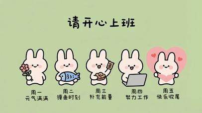 可爱卡通小兔子请开心上班