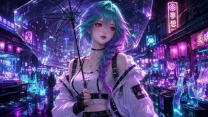 赛博朋克雨夜美少女