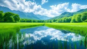 清新绿色护眼山水