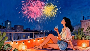 欣赏烟花女孩