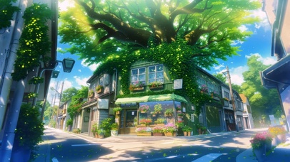 唯美插画街道