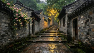 唯美治愈雨落古巷