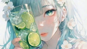 鲜花柠檬水女孩
