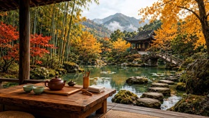秋天山水园林