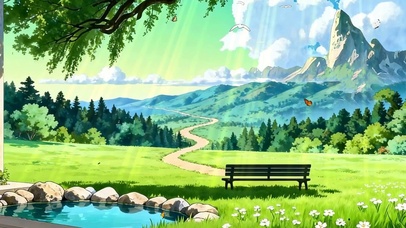 护眼树木绿景双屏