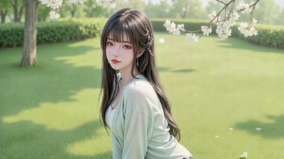 春日草坪上的纯欲少女