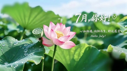 7月你好清新荷花壁纸