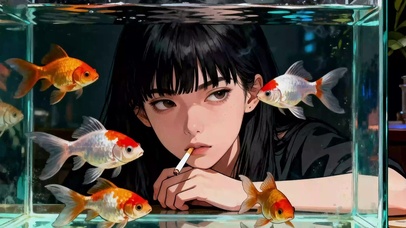 暗黑风 鱼缸边的病娇少女