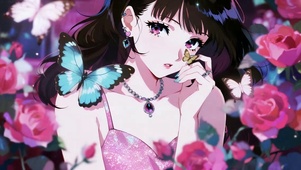 唯美花中蝴蝶少女