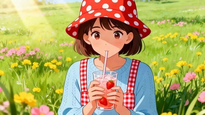 喝饮料女孩