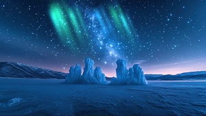梦幻极光星夜雪原
